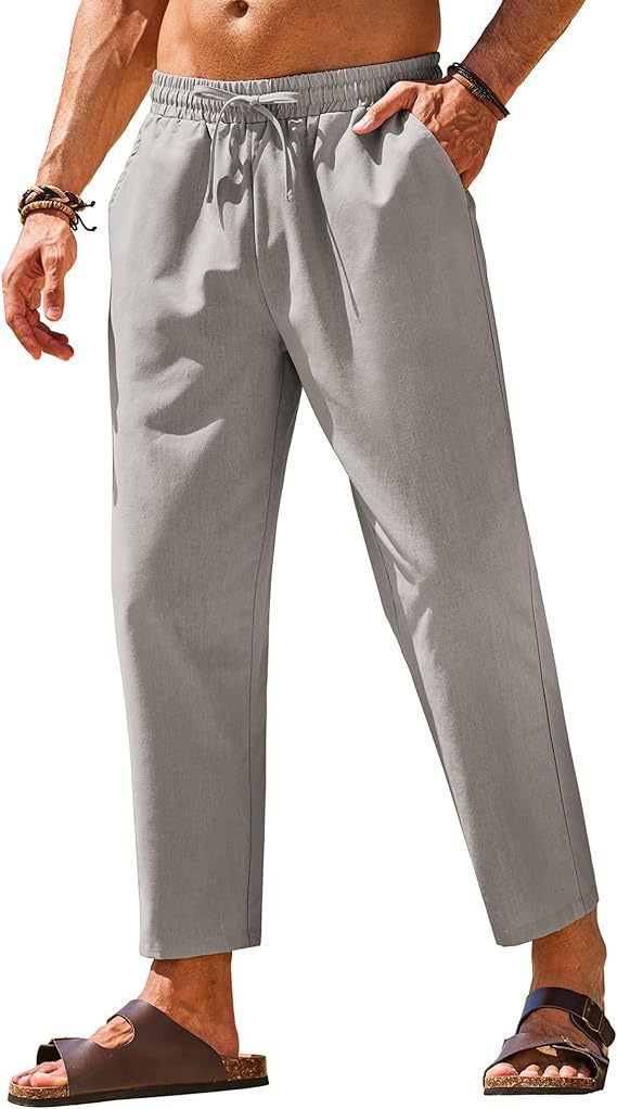 Men's Linen Drawstring Casual Pants Colouronova
