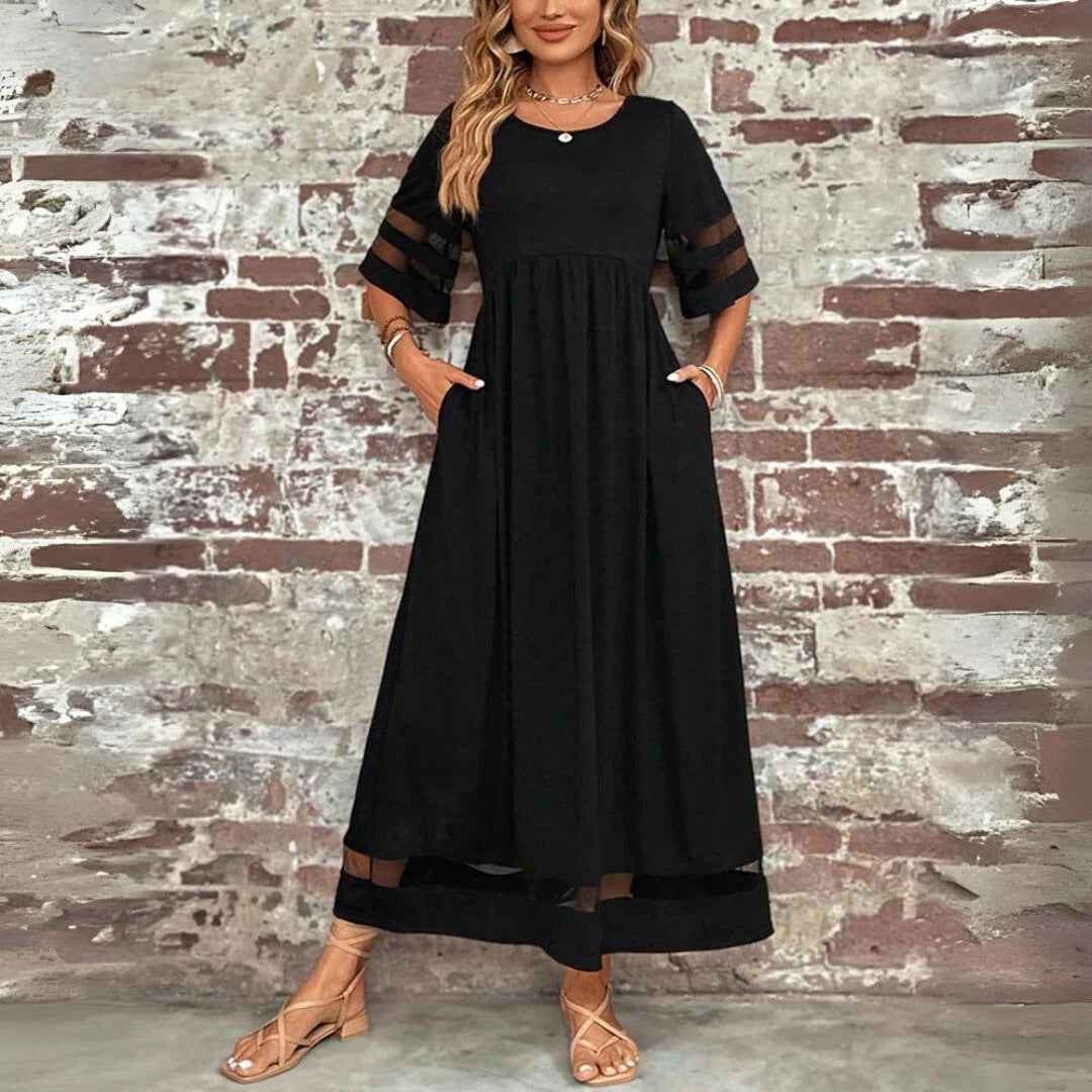 Mesh Splicing Pocket Dress