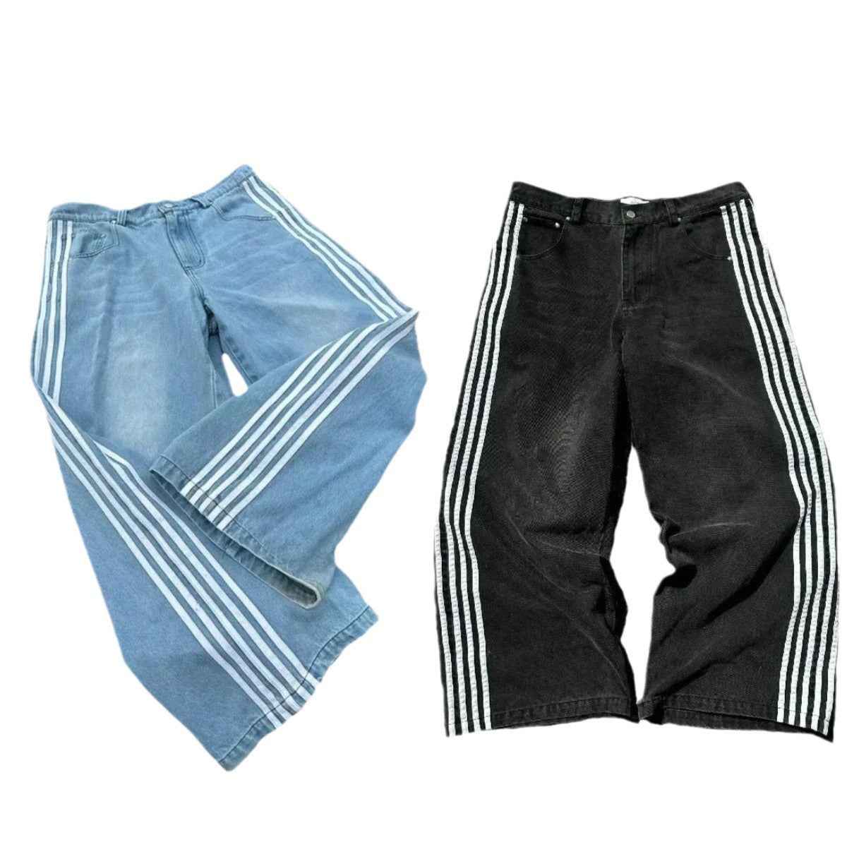 Retro Striped Denim Pants