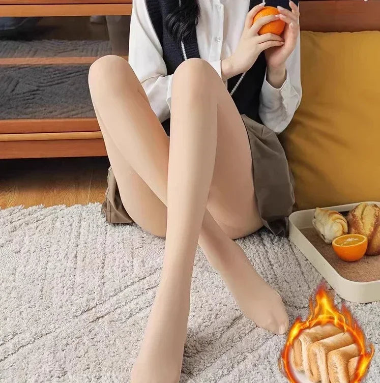 Thickened Thermal Tights Leggings Women Winter Fleece Velvet Thermo Stockings High Waist Elastic Slim Sexy Translucent Pantyhose - Colouronova