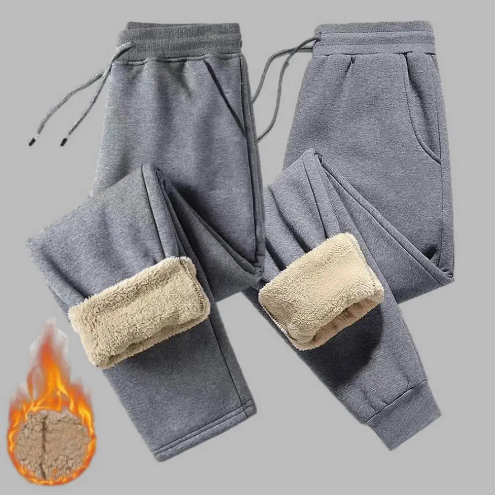 Winter Fleece Pants Men 2023 Lambswool Warm Thick Casual Thermal Sweatpants Male Trousers Brand High Quality Fashion Men Joggers - Colouronova