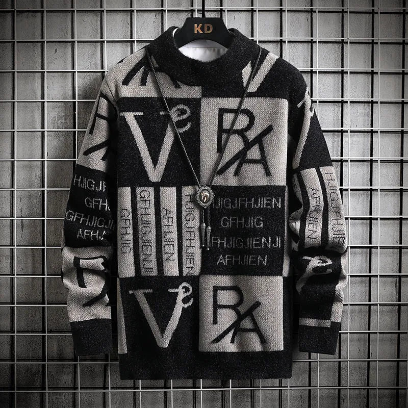 Men Knitted Sweater Stripe Pullovers Printing Round Neck Sweater Autumn/Winter Designer Quality Casual Men Clothing Jumper - Colouronova