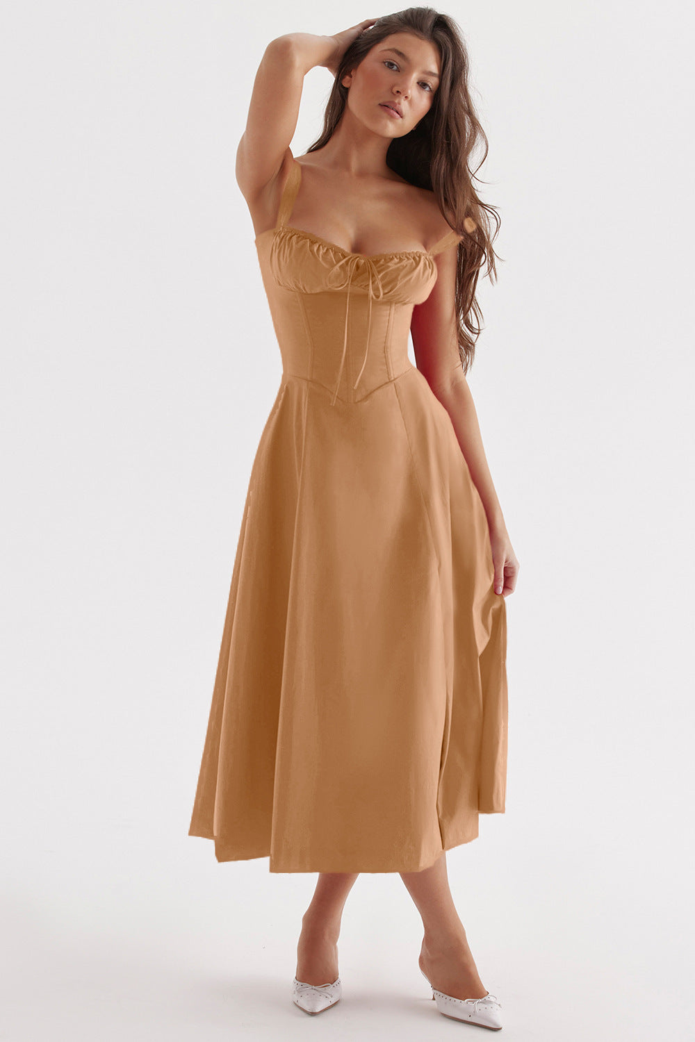 Elegant Sling Midi Dress with Floral Patterns Colouronova