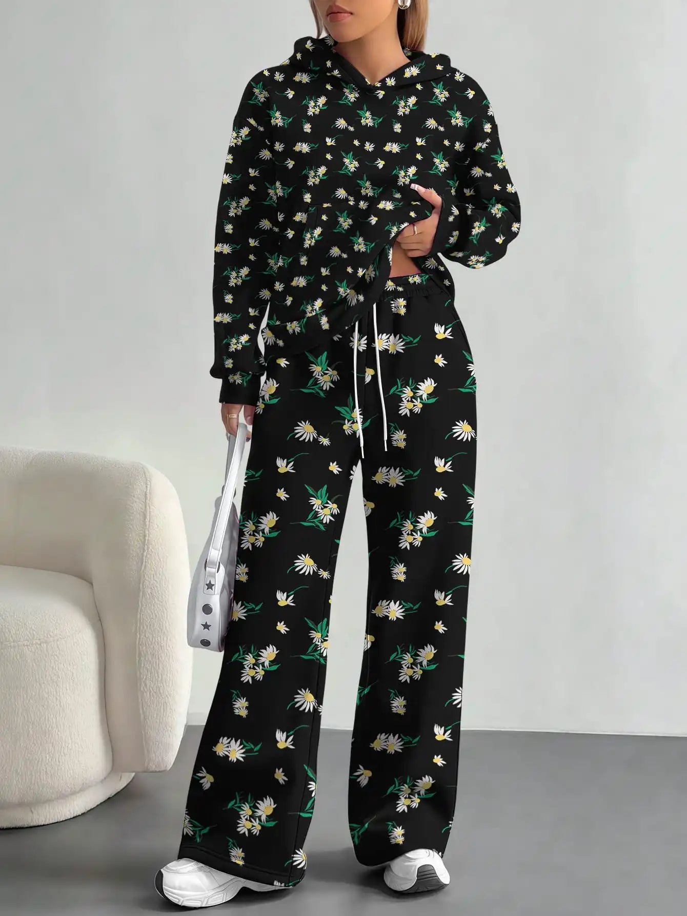 Splicing foreign trade 2025 floral pattern new hot style autumn and winter new fashion casual European and American suits for - Colouronova