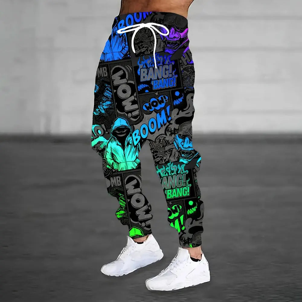 Winter New Thick Warm Pants 2026 New Fashion 3D Flame Print Sweatpants Men Large Size Loose Casual Pocket Drawstring Sweatpants - Colouronova