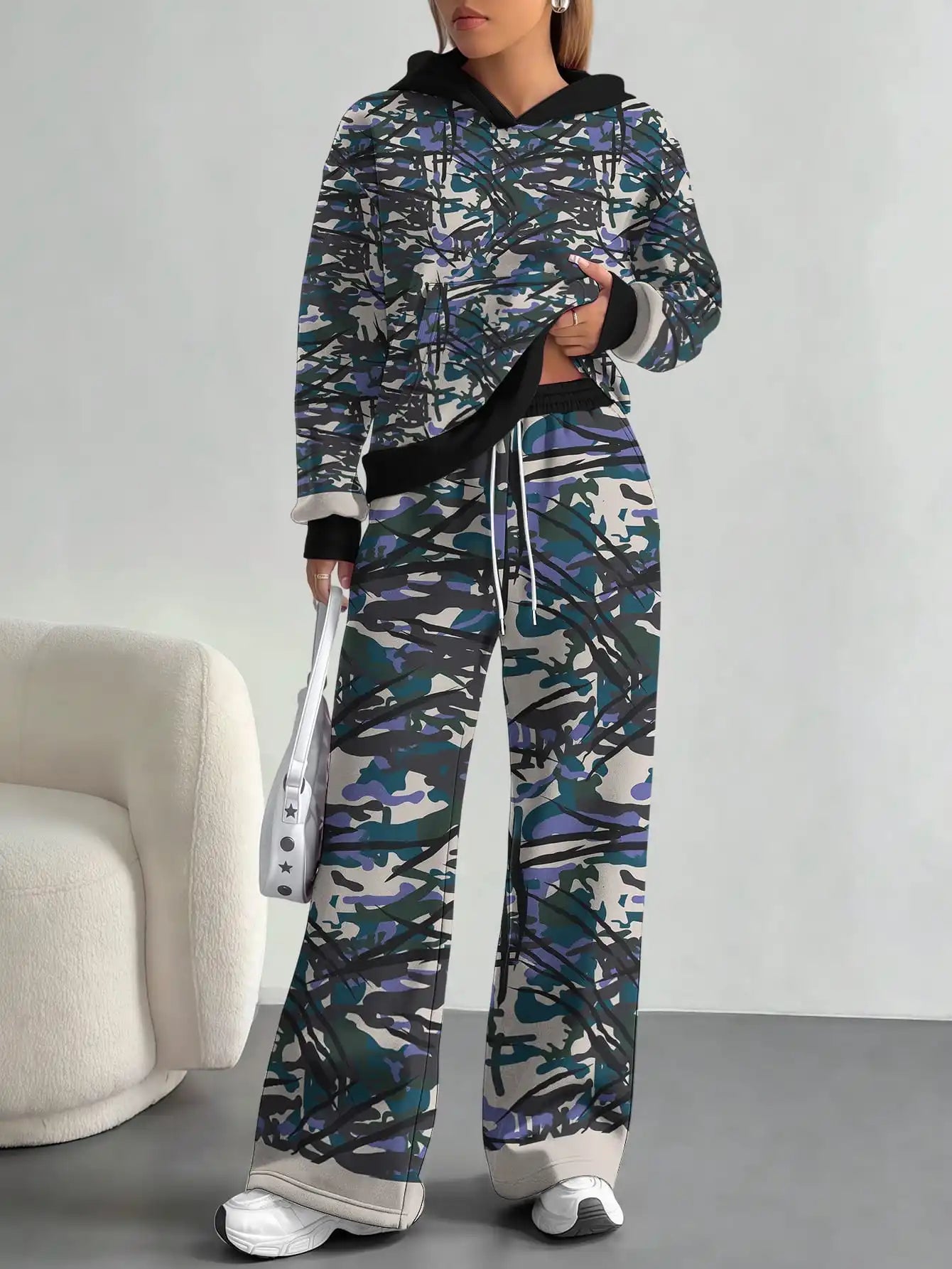 2025 new yellow green camouflage sports style foreign trade comfortable fashion leisure outdoor European and American women's su - Colouronova