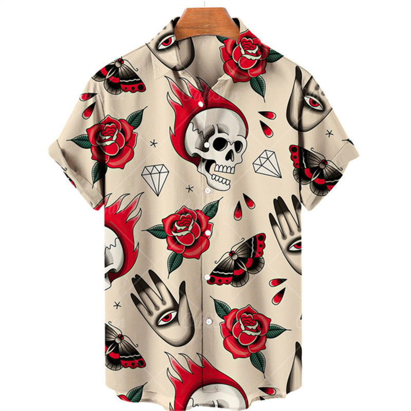 Print Skull Hawaiian Shirt Colouronova