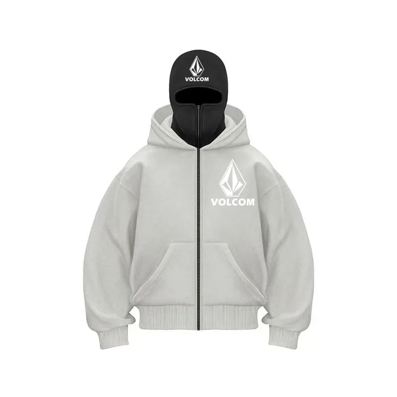 Men's ninja hat casual sportswear for autumn/winter, couple breathable sportswear, men's double hat windproof jacket with face m - Colouronova