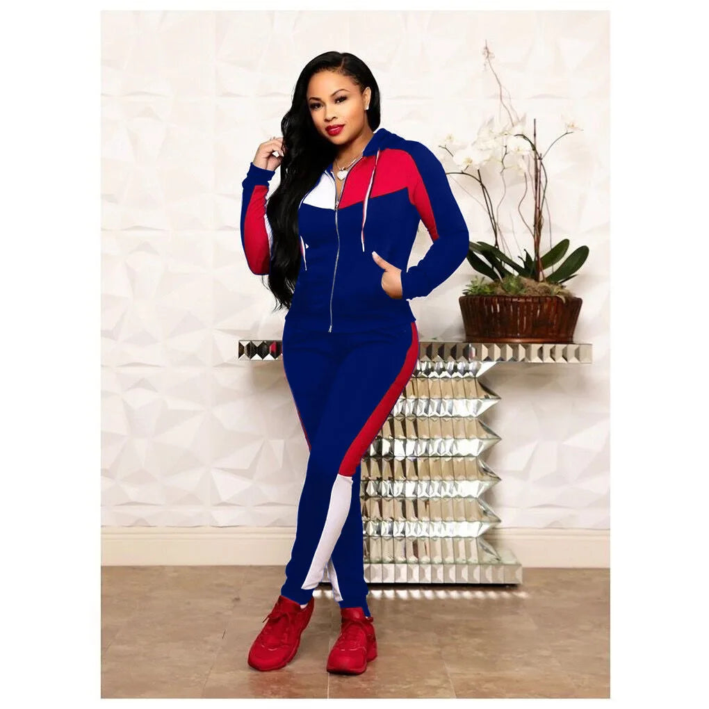 Women Two Piece Set Tracksuit Pant Sets Hooded Zipper Sport Sweatshirts Y2k Pencil Pants Jogger Suits Autumn Spring Streetwear - Colouronova