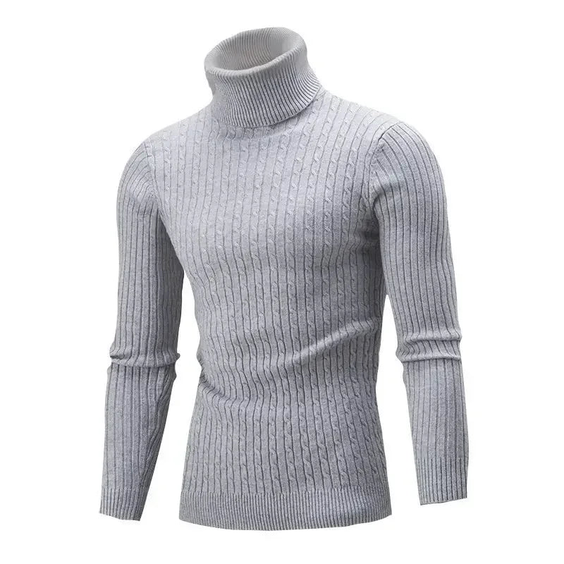 2025 Men's Warm Knitted Sweater Turtleneck Sold  Knitting Pullovers Tops Knitted Sweater Male Jumper All Match Casual Sweater - Colouronova