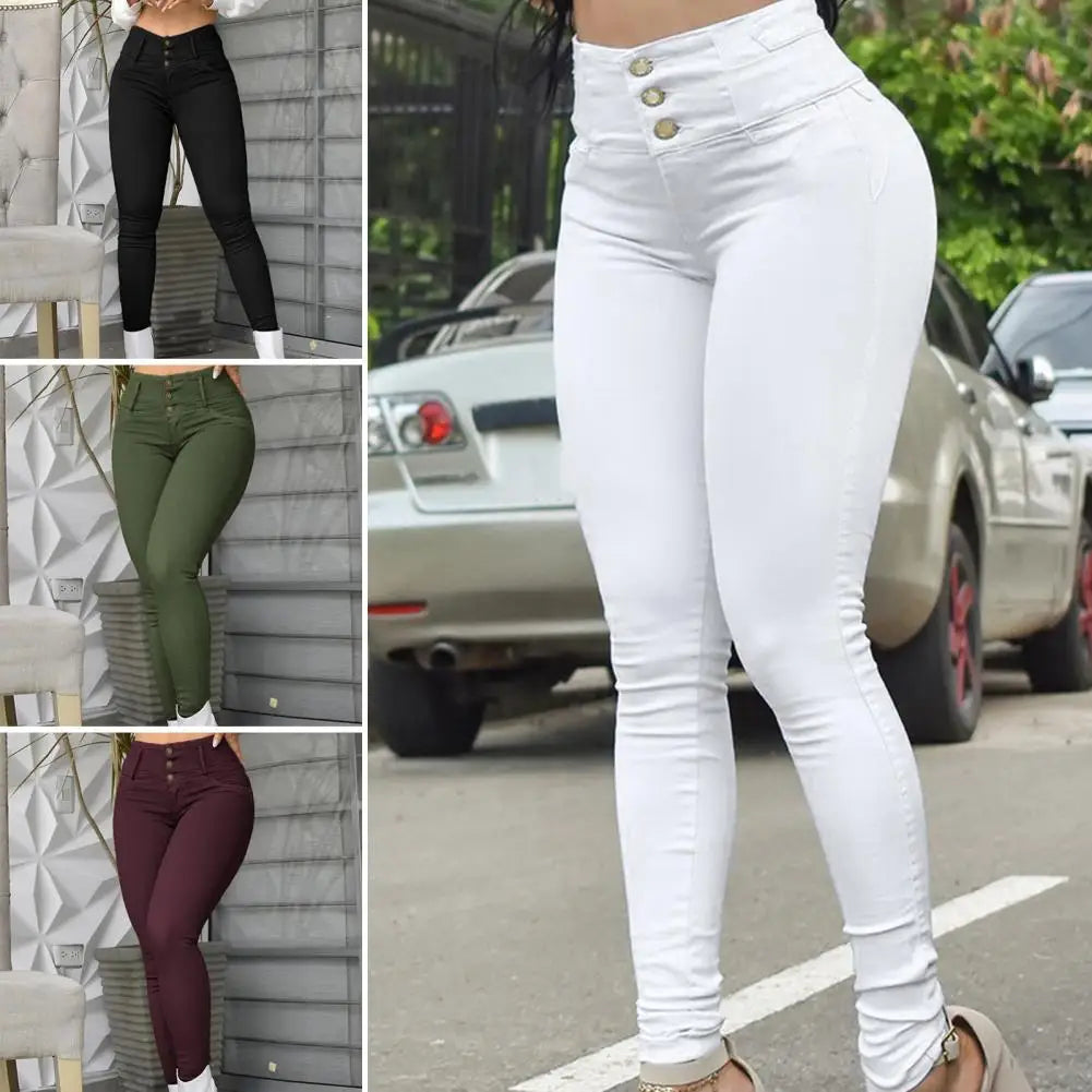 High-waisted Commuter Trousers Stylish Women's High Waist Pencil Pants Slim Fit Breathable Fabric Ankle Length Trousers - Colouronova