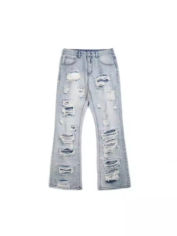 Men's Straight Leg Ripped Denim Jeans Colouronova