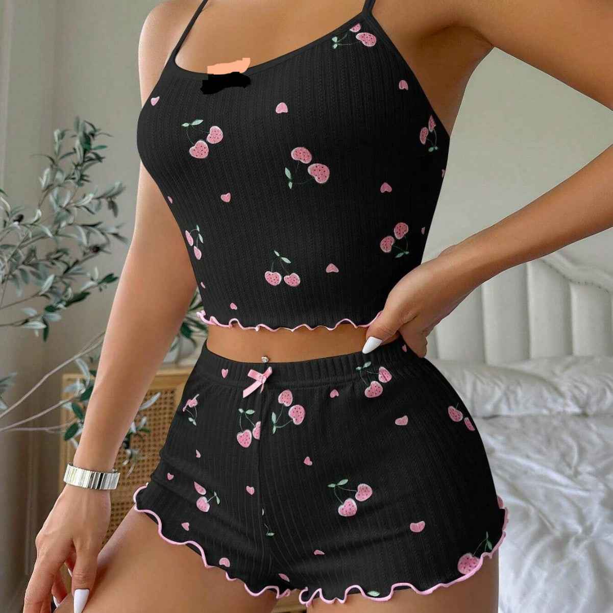 Ribbed Camisole Shorts Sleepwear