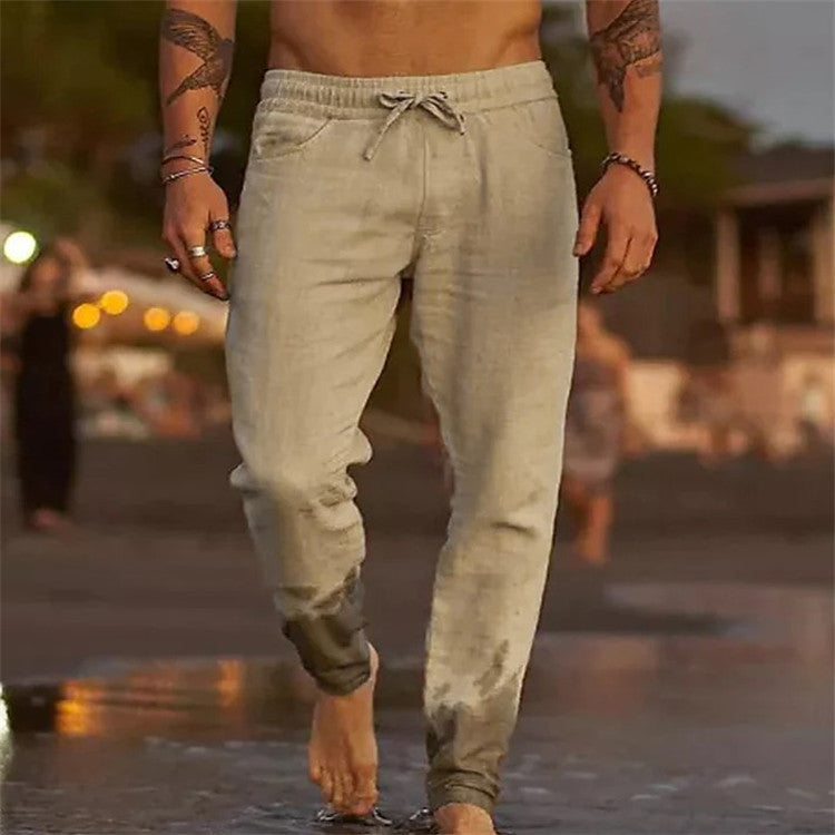 Men's Solid Color Drawstring Casual Pants Colouronova