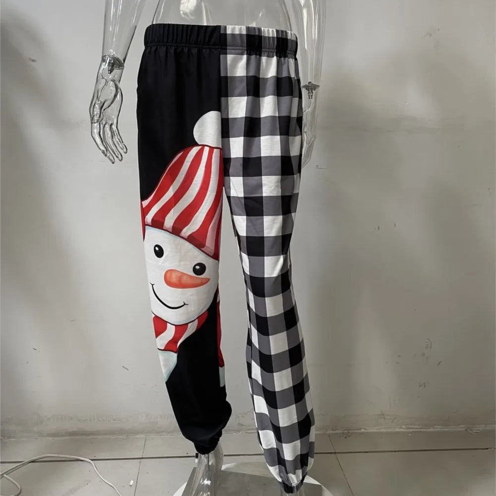 Christmas Printed Pants For Autumn Winter New Women Loose Fitness Sports Haren Pants Temperament Checkered Trousers Pantalones - Colouronova