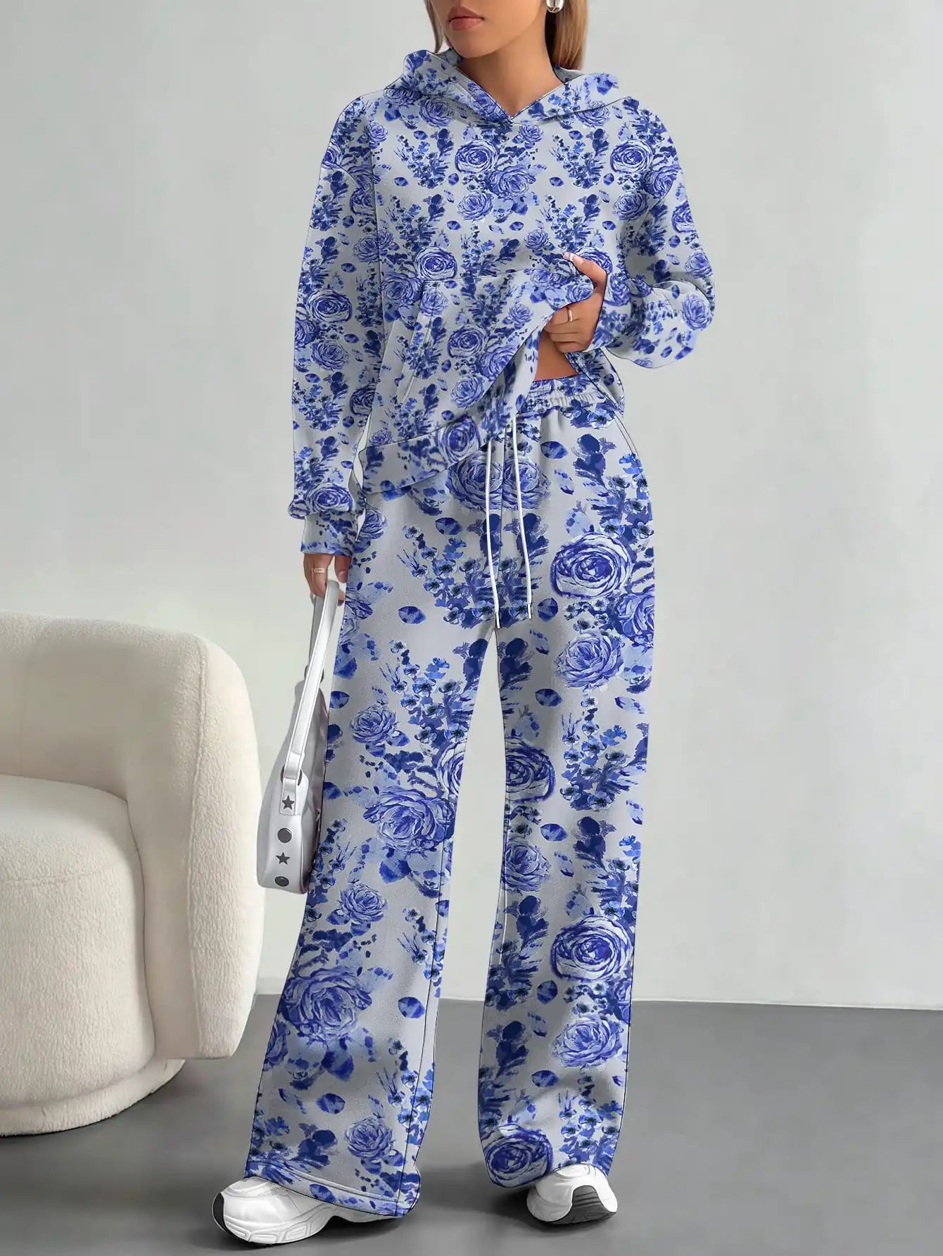 Splicing foreign trade 2025 floral pattern new hot style autumn and winter new fashion casual European and American suits for - Colouronova