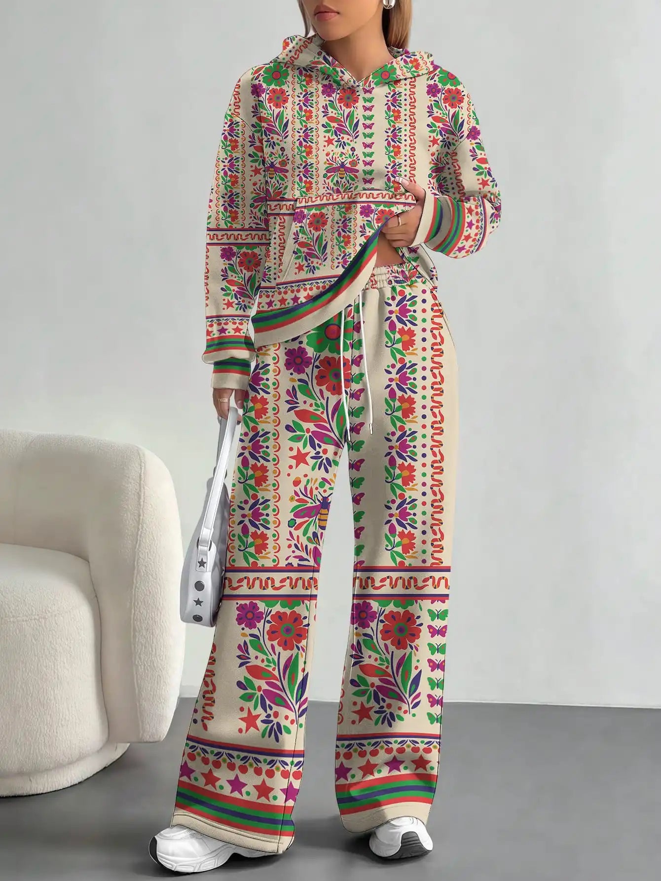 Retro ethnic style foreign trade 2025 floral pattern new hot style autumn and winter new fashion casual European and American - Colouronova