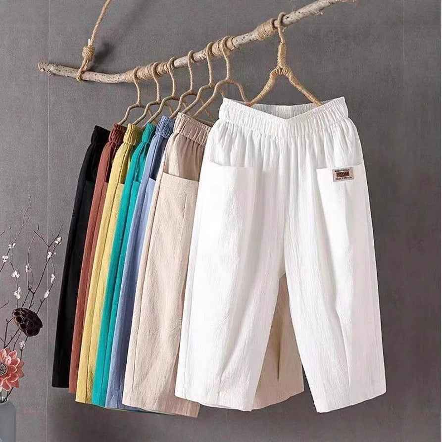 Women's cotton and linen capri pants