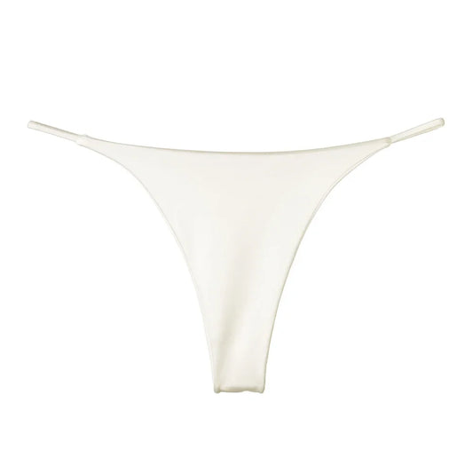 Women Smooth Satin Skin-friendly Sexy Lingerie Seamless G-string Panties Breathable Briefs Underwear Low Waist Bikini Thongs - Colouronova