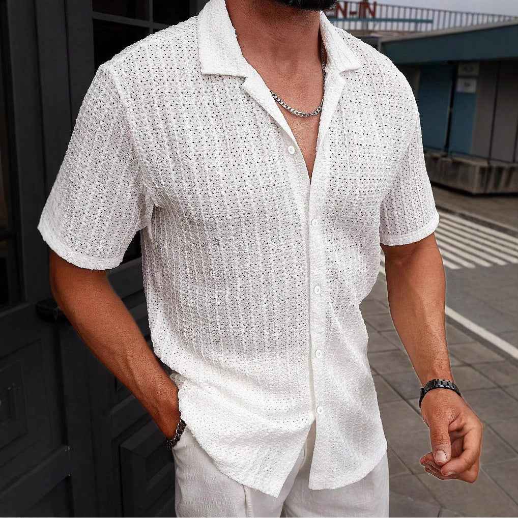 Collared short-sleeved casual shirt
