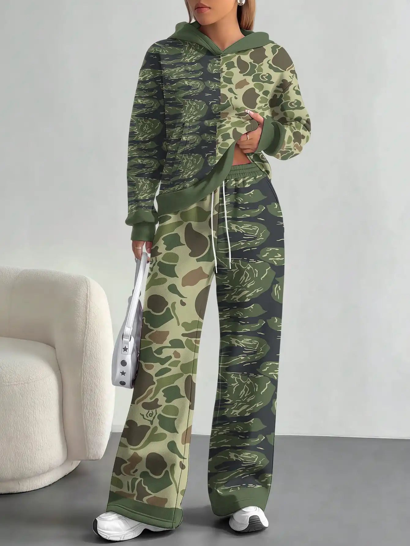2025 new yellow green camouflage sports style foreign trade comfortable fashion leisure outdoor European and American women's su - Colouronova