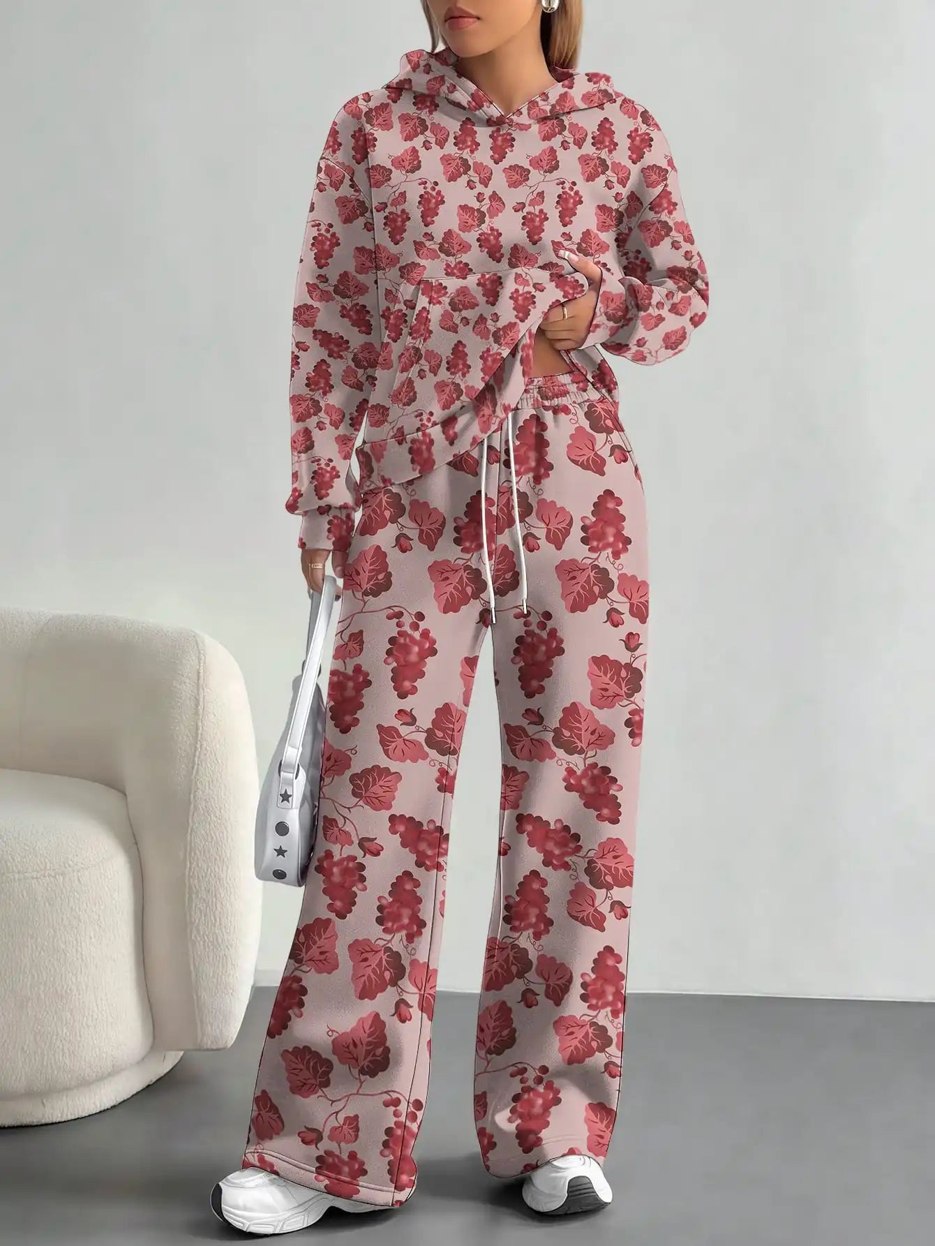 Splicing foreign trade 2025 floral pattern new hot style autumn and winter new fashion casual European and American suits for - Colouronova