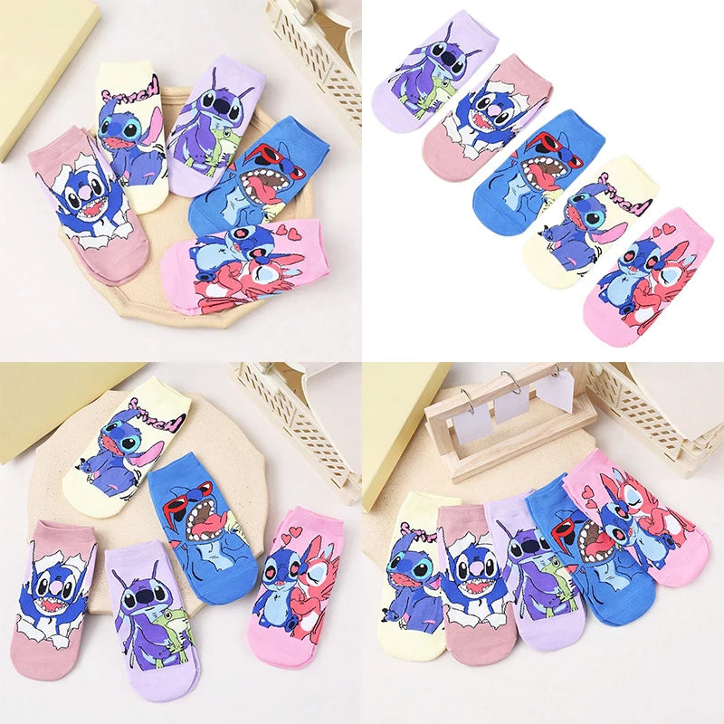Disney Stitch Children's Short Socks Anime Men Women Short Socks Cute Casual Breathable Shallow Mouth Ship Socks Birthday Gift - Colouronova
