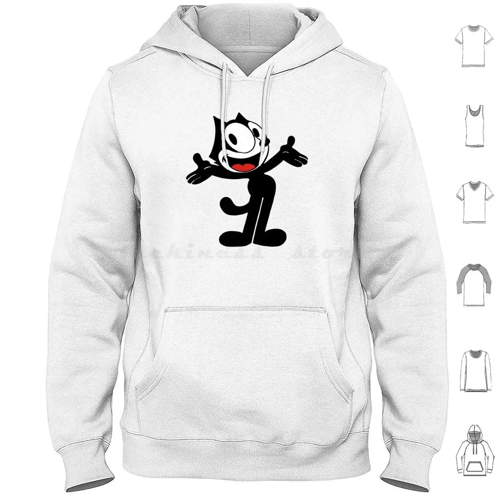 Hoodie Cotton Long Sleeve Vintage Cartoon Animation Kitty Black Cat Vintage Cartoon Cartoon Funny Funny Black Cat Felix Cat Colouronova