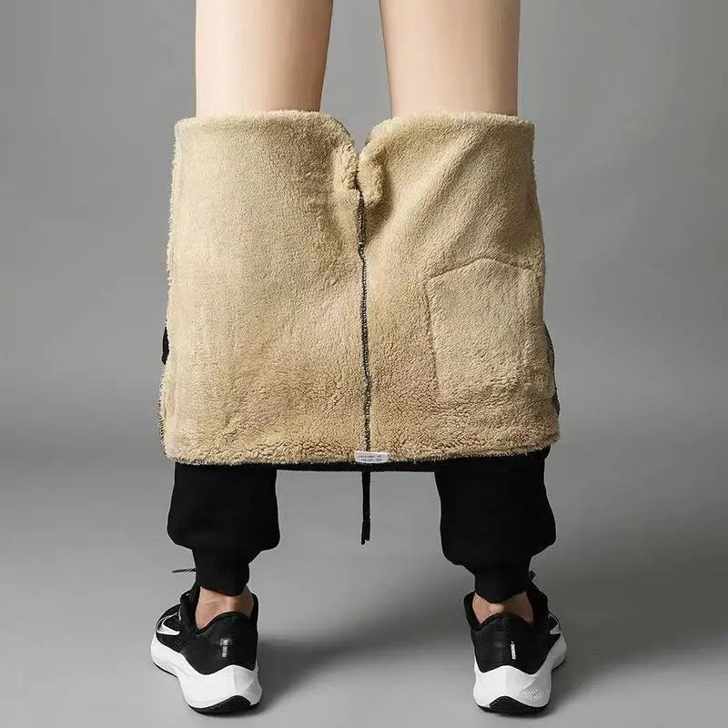 Winter Pants Men Lambswool Warm Thick Casual Thermal Sweatpants Male Trousers Brand Fashion Men Joggers Plus Size - Colouronova