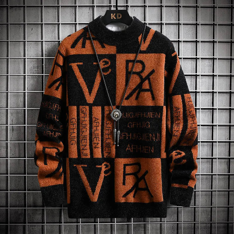 Men Knitted Sweater Stripe Pullovers Printing Round Neck Sweater Autumn/Winter Designer Quality Casual Men Clothing Jumper - Colouronova