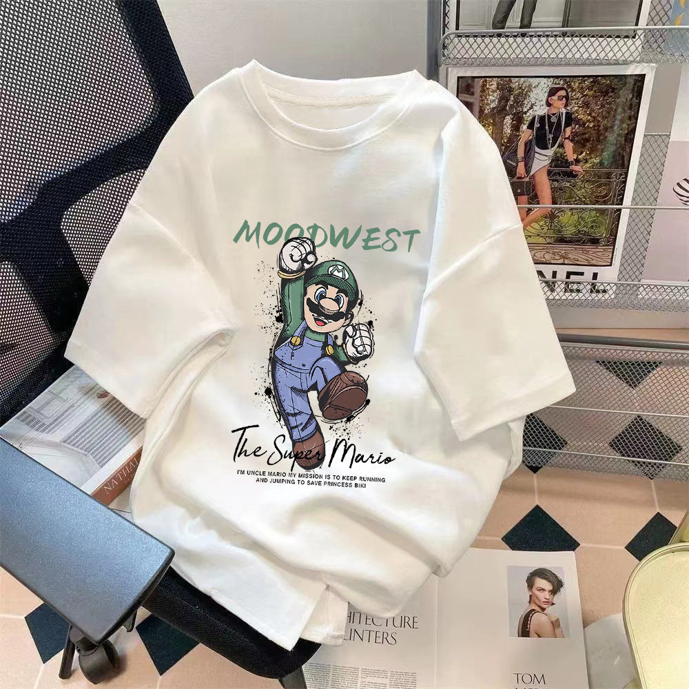 Trendy Summer Bear Print Loose T-Shirt Colouronova