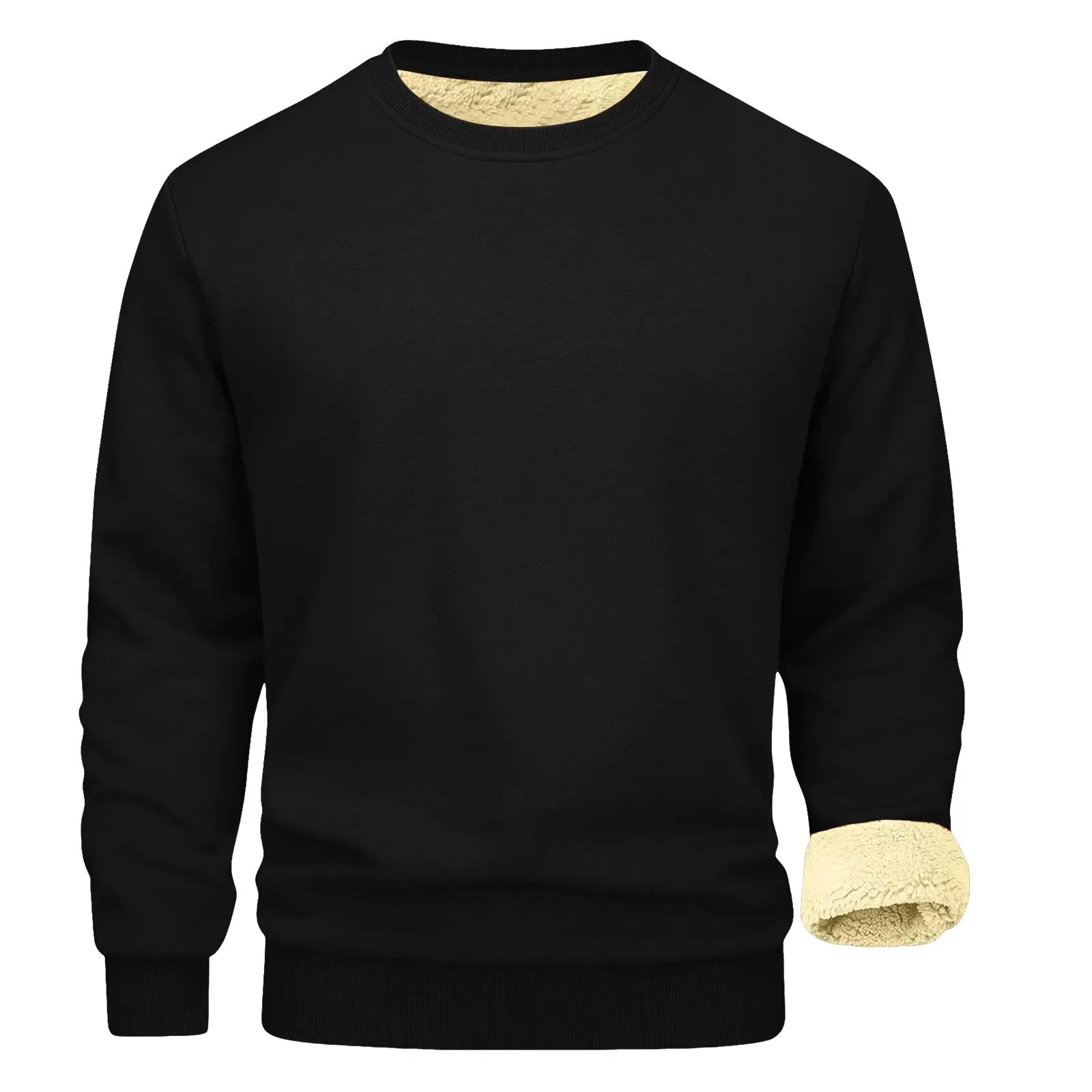 Mens Solid Color Hoodless Crewneck Hoodie Top Long Sleeve Base Shirt Winter Fashion New Men'S Cotton Sweatshirt - Colouronova