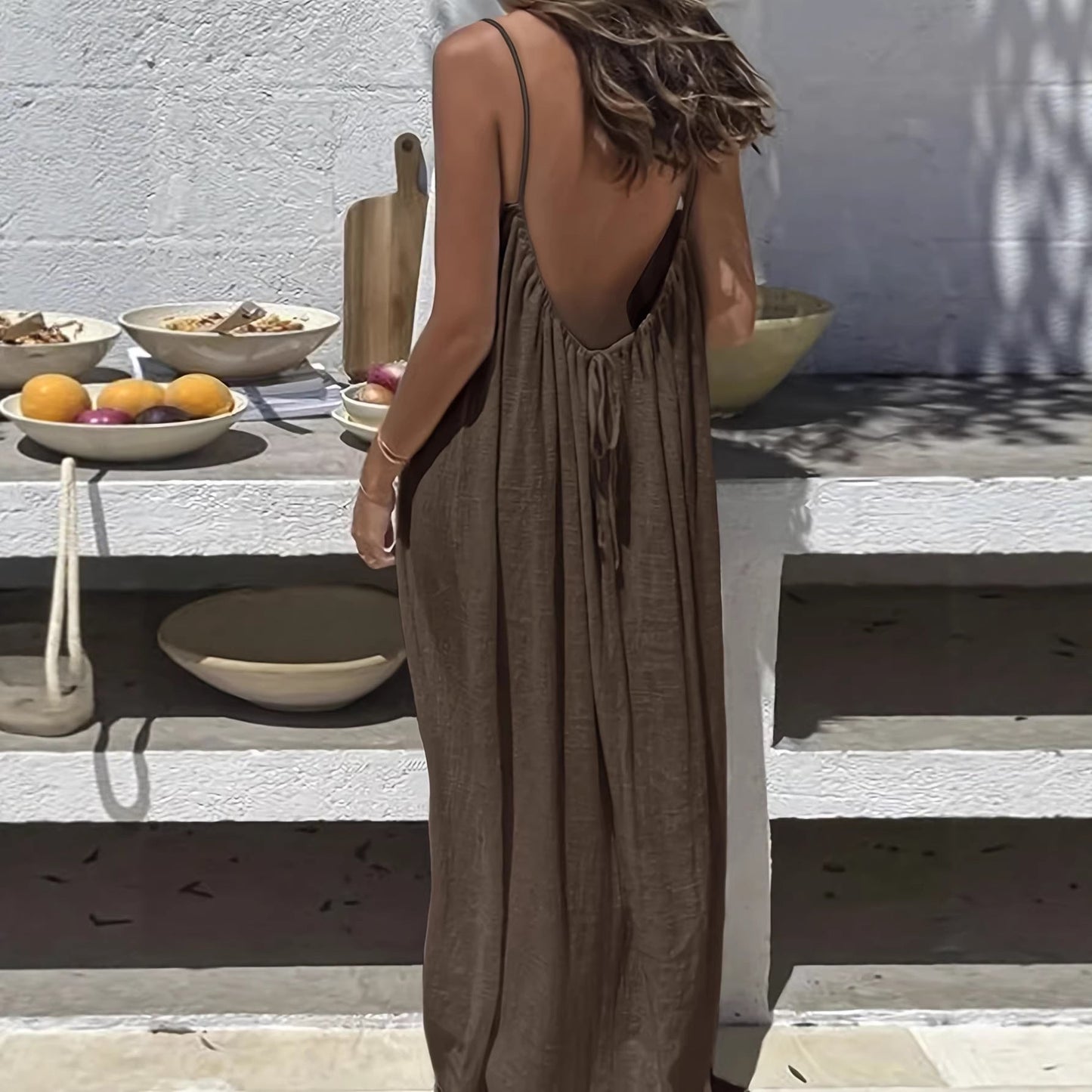 Womens Backless Loose Dress Colouronova