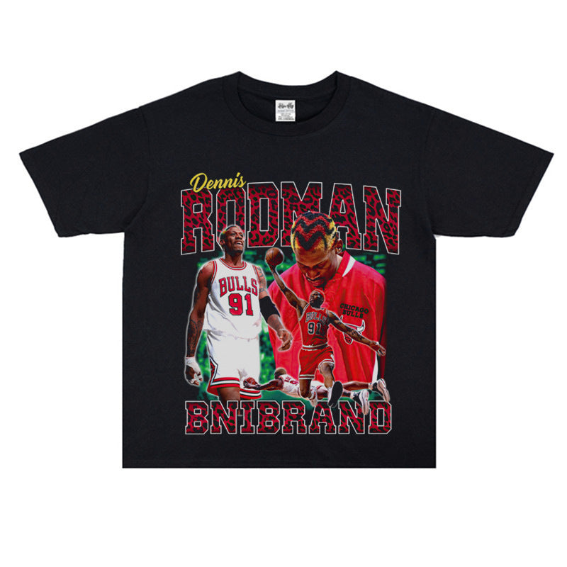 Vintage Basketball Player Print Cotton T-Shirt Colouronova