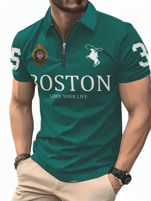 Men's casual, versatile, lightweight and fashionable zipper POLO shirt Colouronova