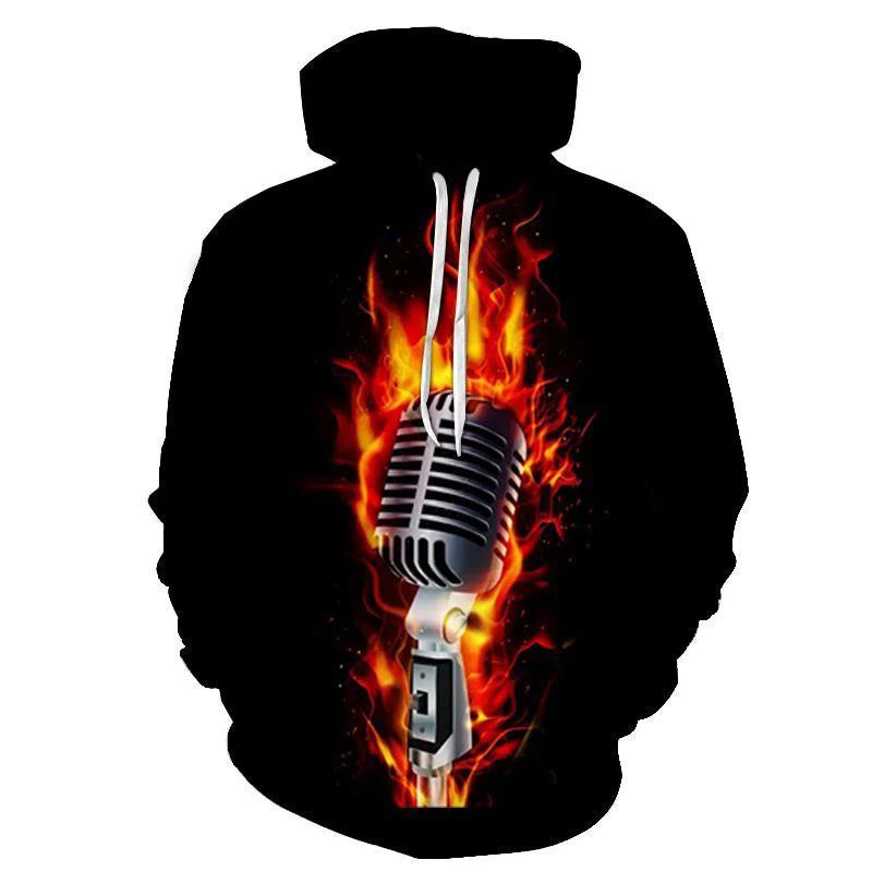 Rock DJ Concert Musical Instrument Note Violin Microphone 3D Print hoodies Men/Women Tracksuit autumn and winter funny Clothes - Colouronova