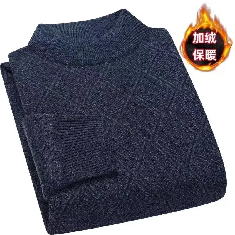 2025 Men's Autumn Winter Warm Sweater Solid Pullovers Male Thick Jumpers Knitwear Round Neck Casual Clothing Knitted Sweater Men - Colouronova