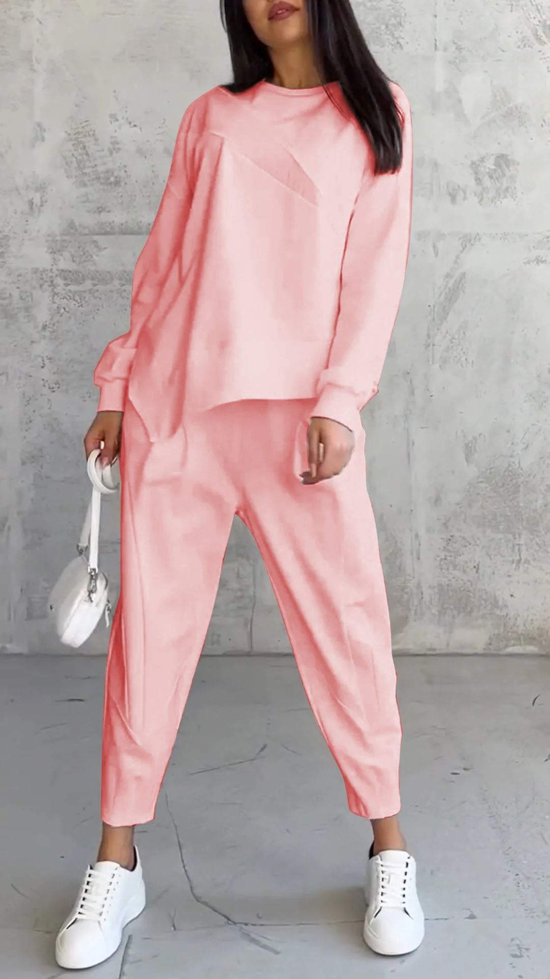 Womens Casual Round Neck Loose Long Sleeve Sweatshirt Suit Colouronova