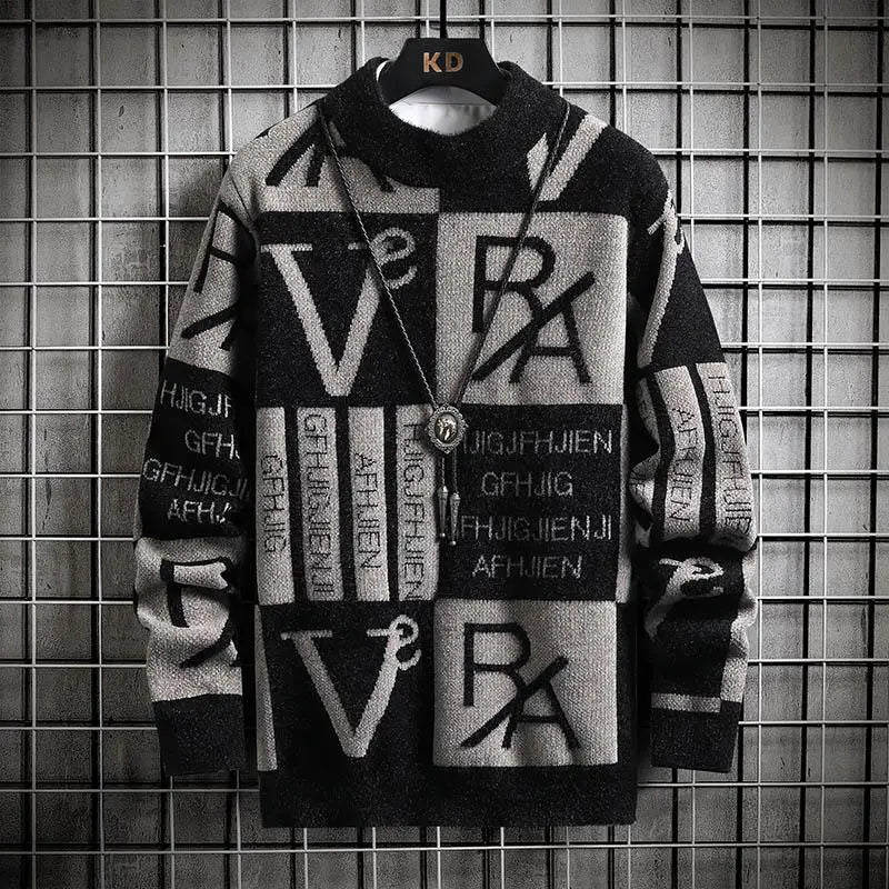 Men Knitted Sweater Stripe Pullovers Printing Round Neck Sweater Autumn/Winter Designer Quality Casual Men Clothing Jumper - Colouronova