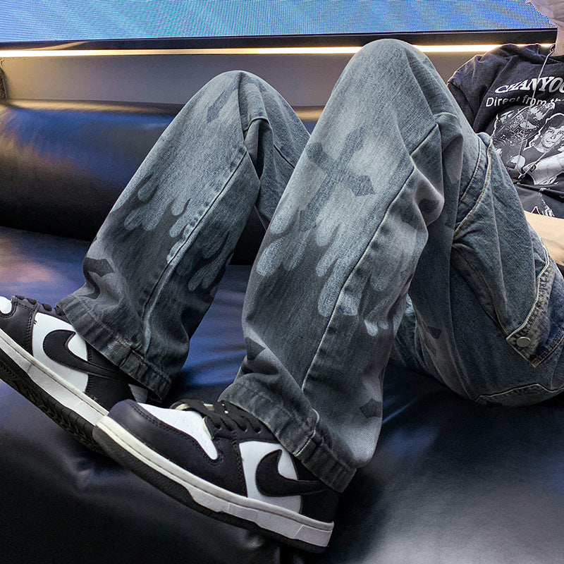 Men's  Loose Straight Leg Jeans Colouronova