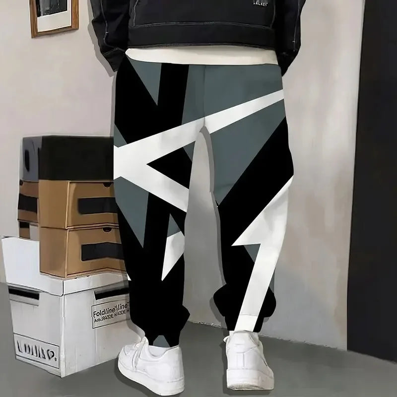 Men's Loose Pocket Draw Rope Sports Sweatpants Winter New Thick Warm Men's Sweatpants Fashion Color Skull Printed Sweatpants - Colouronova