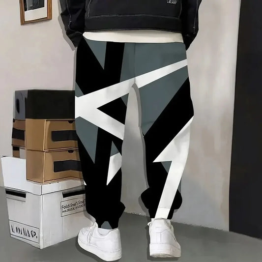 Men's Loose Pocket Draw Rope Sports Sweatpants Winter New Thick Warm Men's Sweatpants Fashion Color Skull Printed Sweatpants - Colouronova