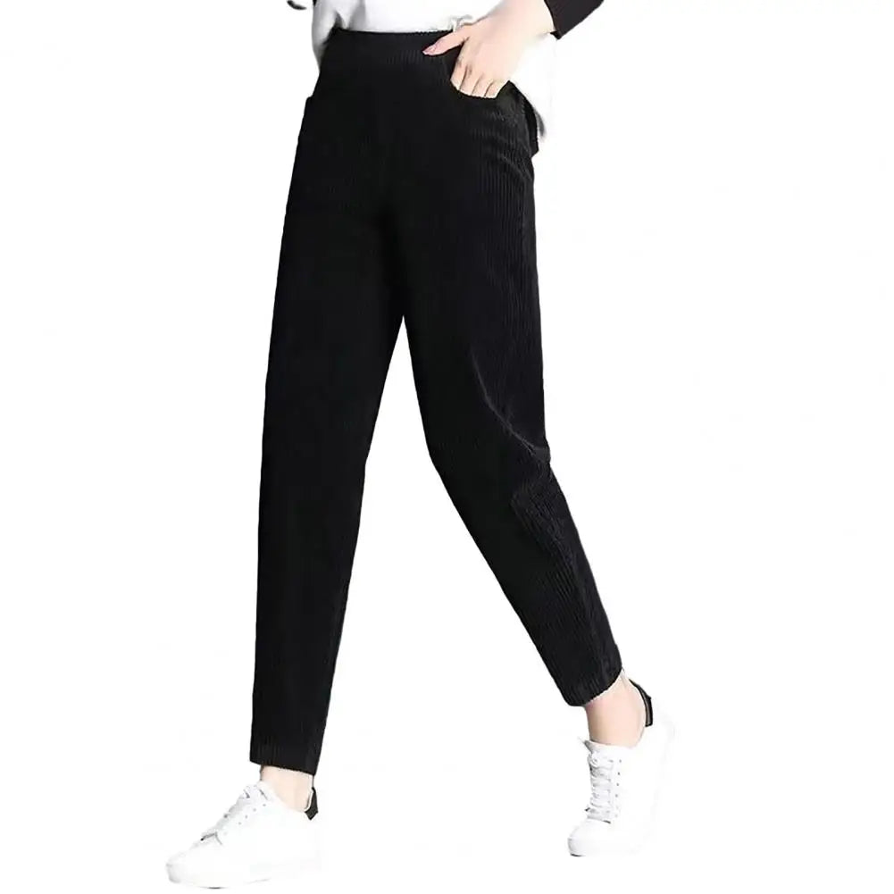 Solid Color Fleece Pants Cozy Stylish Fall/winter Women's Pants High Elastic Waist Plush Fabric Wide Leg Design with for Casual - Colouronova