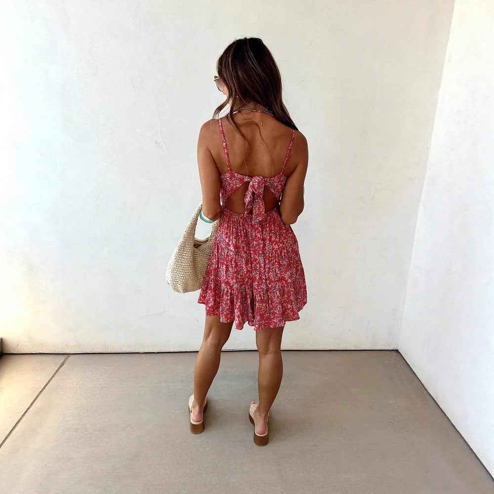Bohemian Print Spaghetti Strap Dress