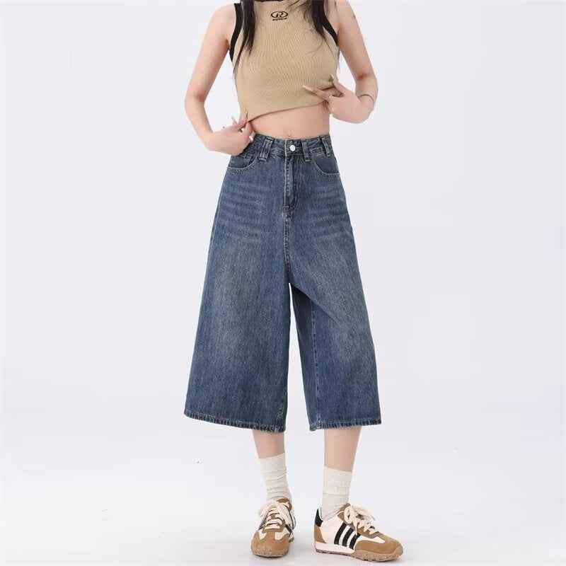 Denim wide-leg pants