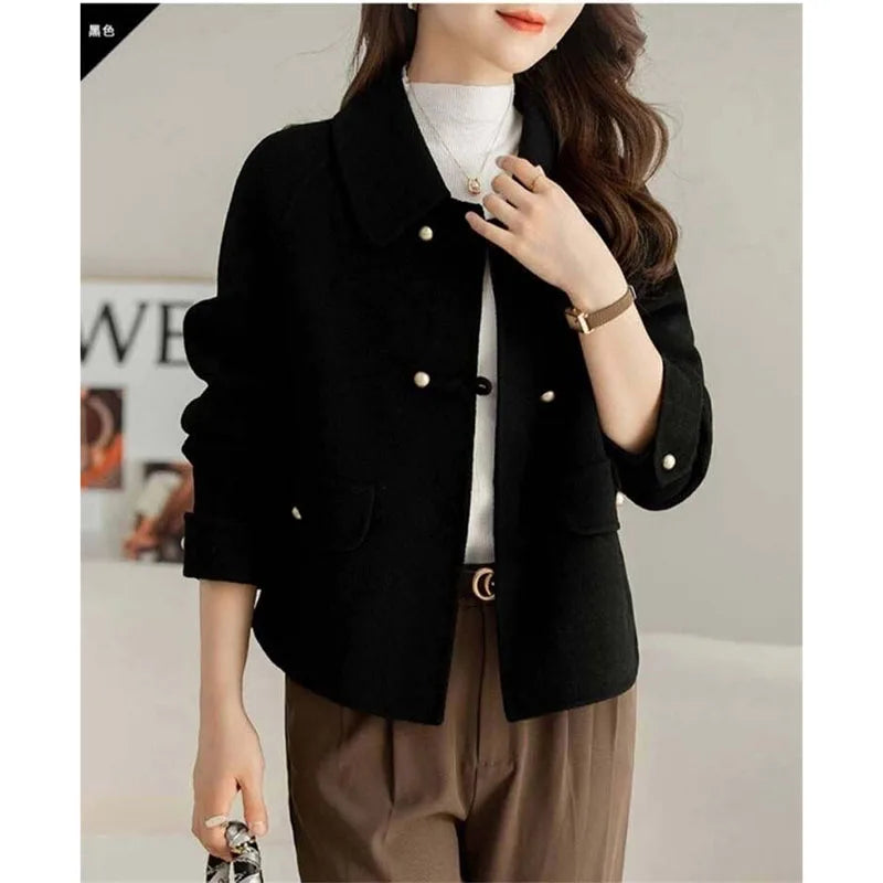 Short Women's Padded Woolen Coat 2025 Autumn Winter New Female Fashion Loose Jacket Small Western Style Age-reducing Overwear - Colouronova