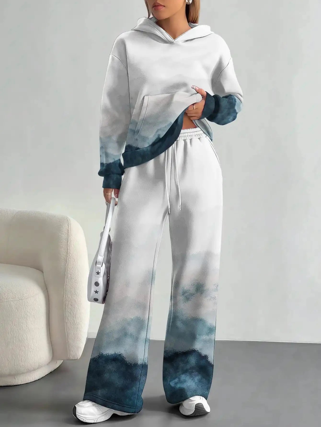 Foreign trade flame splicing printing new hot style 2025 new pink gradient fashion casual European and American women's suit Colouronova