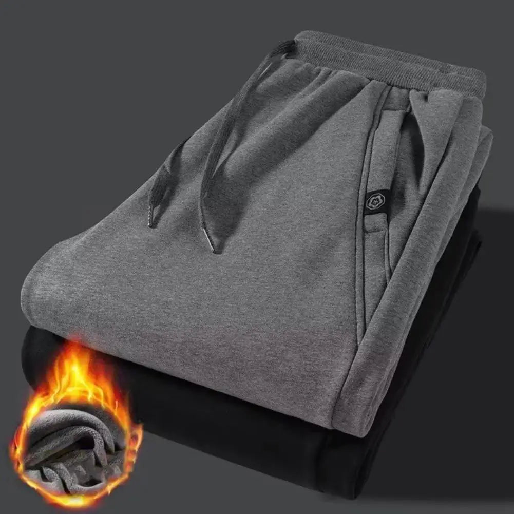 2025 M-3XL Men Winter Pants Elastic Waist Thick Ankle-banded Drawstring Pants Plush Ankle Length Men Sports Jogging Sweatpants - Colouronova