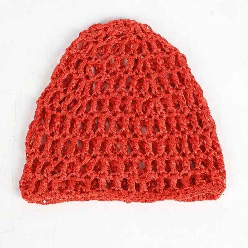 R1WE Hollowout Crochet Brimless Hat Simple Skull Cap Breathable Knitted Hat for Autumn Winter Fashion Hair Net Sleep Headwear