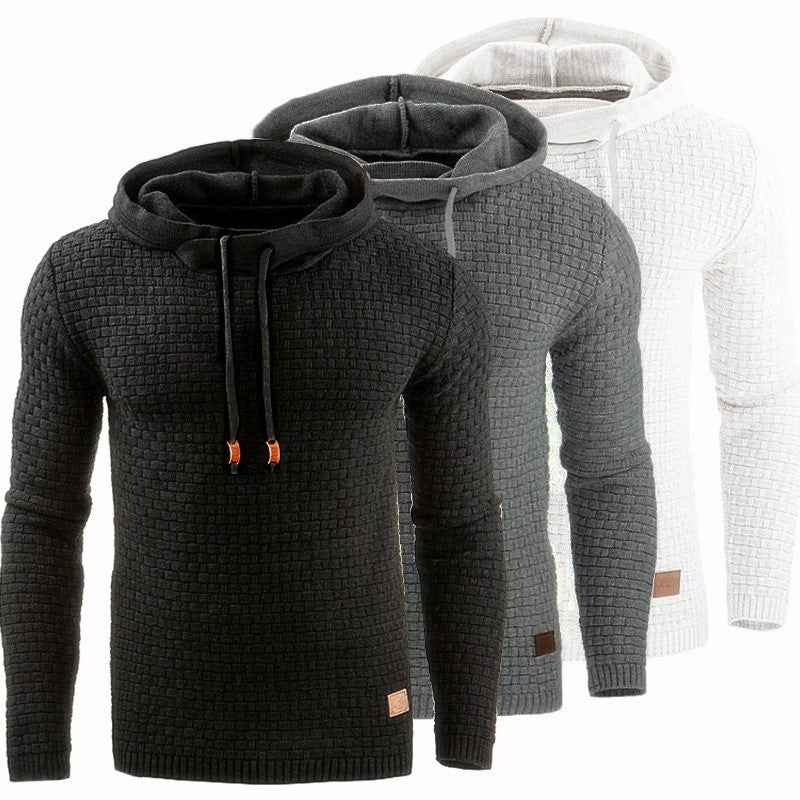 Men's jacquard long-sleeved hooded shirt